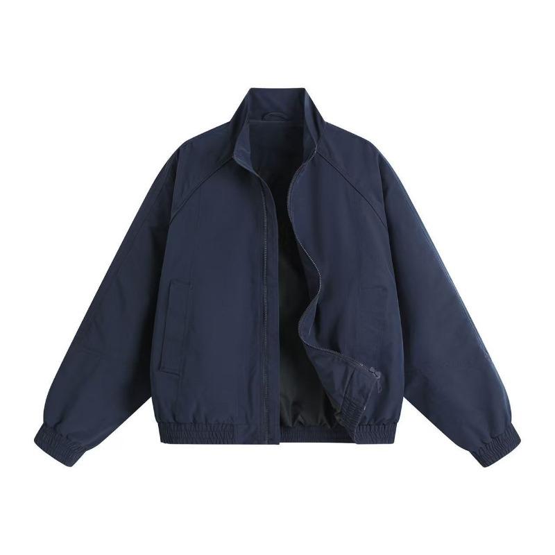 Men S Vintage Workwear Jacket Outdoor Softshell Stand Collar Long Sleeve Solid Color
