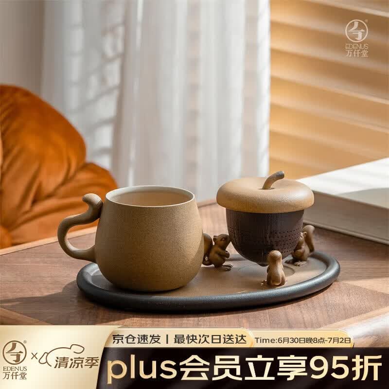 Керамическая кружка для чая и кофе Edenus с подставкой для чая