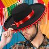 Sombrero Hats Dress Up America Sombrero Hat For Adults Wide Brim Cosplay Costume With Pom-Poms Spanish Outfit Accessories For