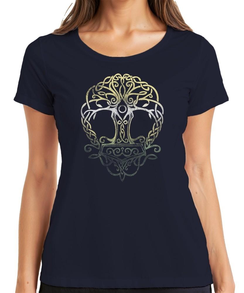 Thorhammer Viking Yggdrasil Tree Of Life Celtic Knot Runes Unisexs TShirt S