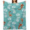 Waterlily Koi In Turquoise Throw Blanket Tourist Decorative Beds Blankets Sofas Of Decoration Polar Blankets