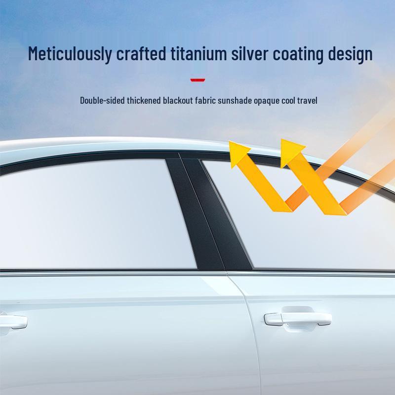 Upgraded Magnetic Titanium Silver Car Sunshade: Heat Insulation and Blackout Sun Visor