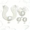 Elegantes Glitzerndes Fransen-Halsketten-, Ohrring-, Armband-, Ring-Set, Modisches Braut-Schmuckset