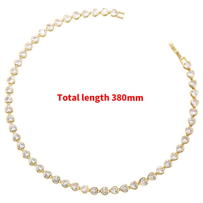 Light Luxury Full Diamond Love Bracelet Necklace Wind Heart Shaped Peach Heart Jewelry Set Female Vl311-313