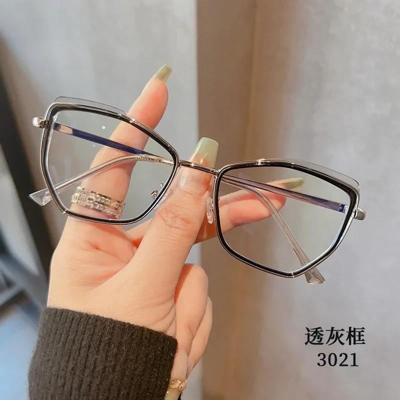

Anti-blue Light Glasses Women Cat Eye Metal Frame Oversized Eyewear Optical Spectacle Female Eyeglasses Personality Vintage 0
