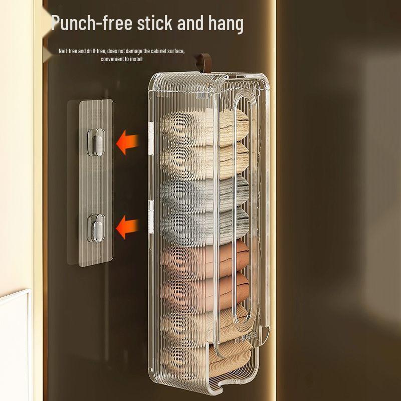 Wall-Mounted Lingerie & Sock Organizer: Underwear Storage Box with Camisole & Shorts Hangers