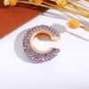 Retro Fashion C-Shaped Bling Ear Clips with Colored Diamonds - Trendy No-Pierce Earrings