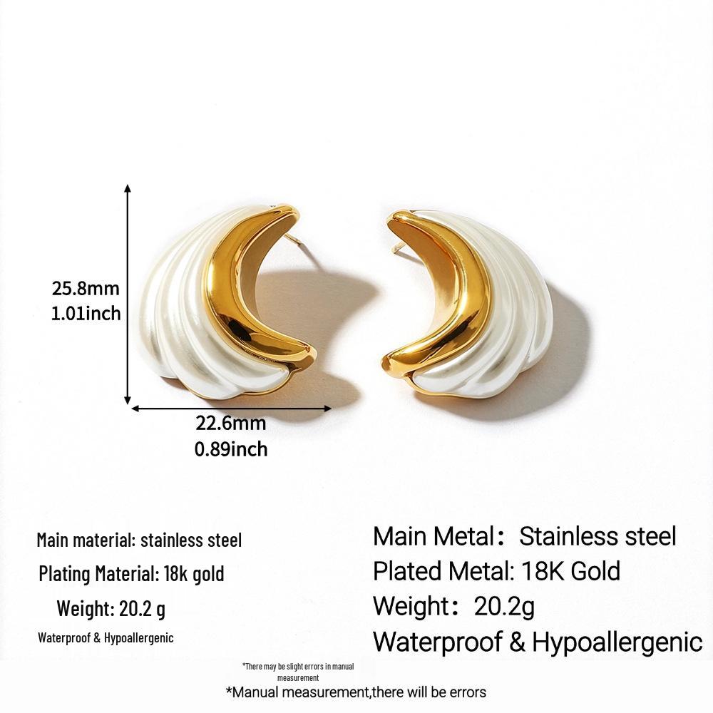 18K Gold Plated Stainless Titanium Steel Irregular Stud Earrings, Retro Style, Waterproof Jewelry for Women