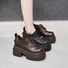 Platform Loafers Women's 2025 Spring New Versatile Thick Heel Muffin Shoes Black Single Shoes British Style Small Leather Shoes
