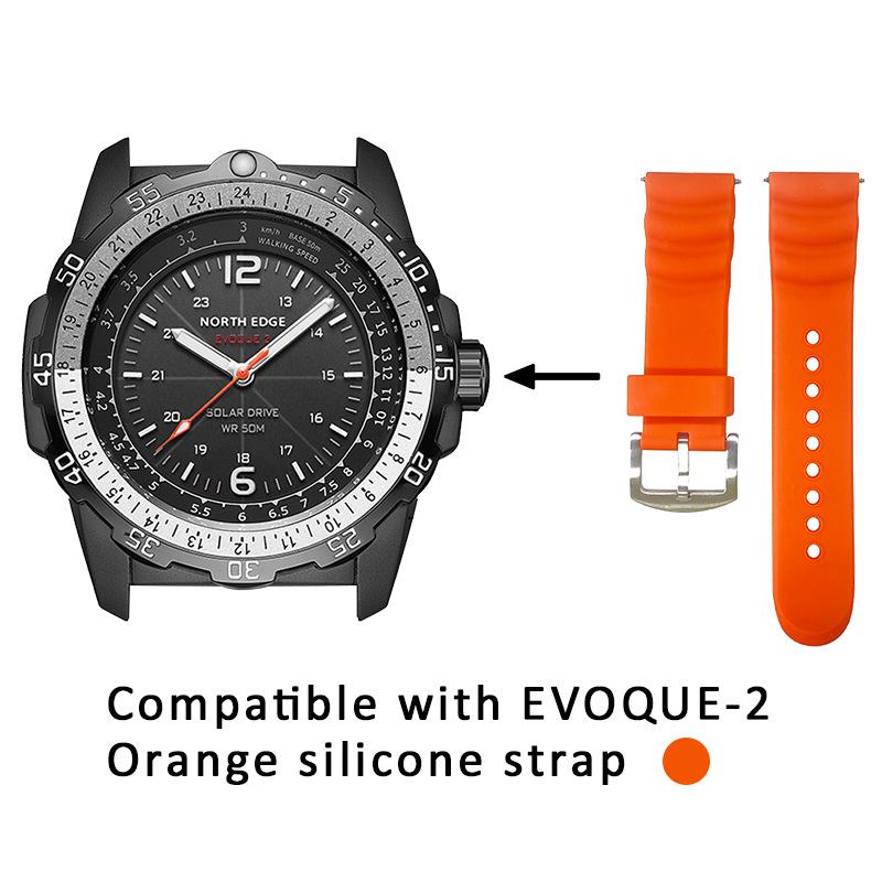 

NORTH EDGE Non-slip Silicone Watch Band 24mm for EVOQUE2, APACHE, GAVIA, AQUA оранжевый