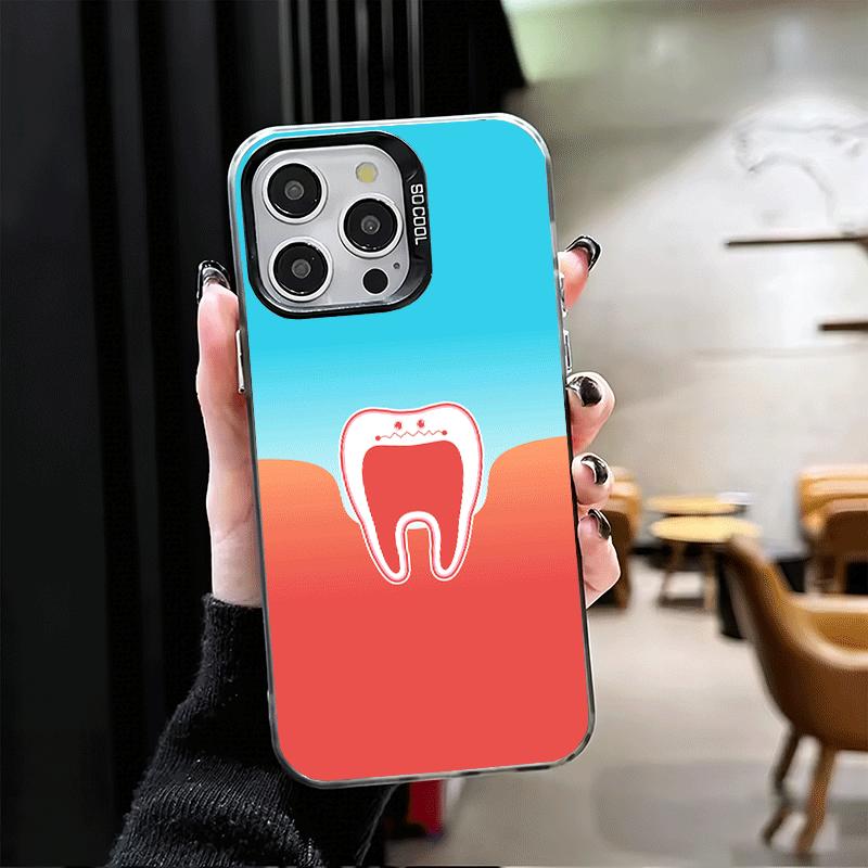 Tooth Dentist Pattern Shockproof Phone Case for iPhone 17 Air 16 16E 15 Pro Max 14 Plus 13 Mini 12 Back Cover Anti Fall Fundas