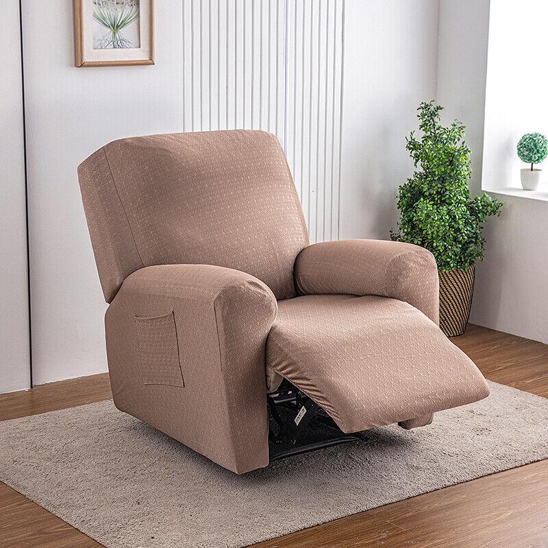 1seater Recliner Sofa Cover Ice Silk Jacquard Stretch Single Chair Covers Arm Sofa Slipcover Living Room Chair Protector