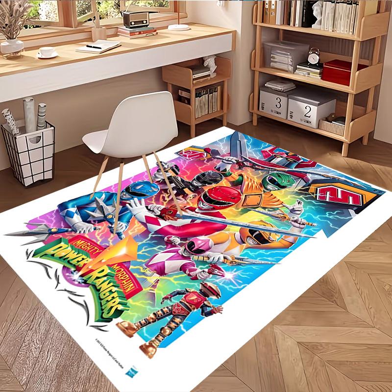 Mighty Morphin Power Rangers Print Rug, Washable Floor Carpet, For Entryway Dorm Laundry Room Office Study, Home Decor Birthday Christmas Gift