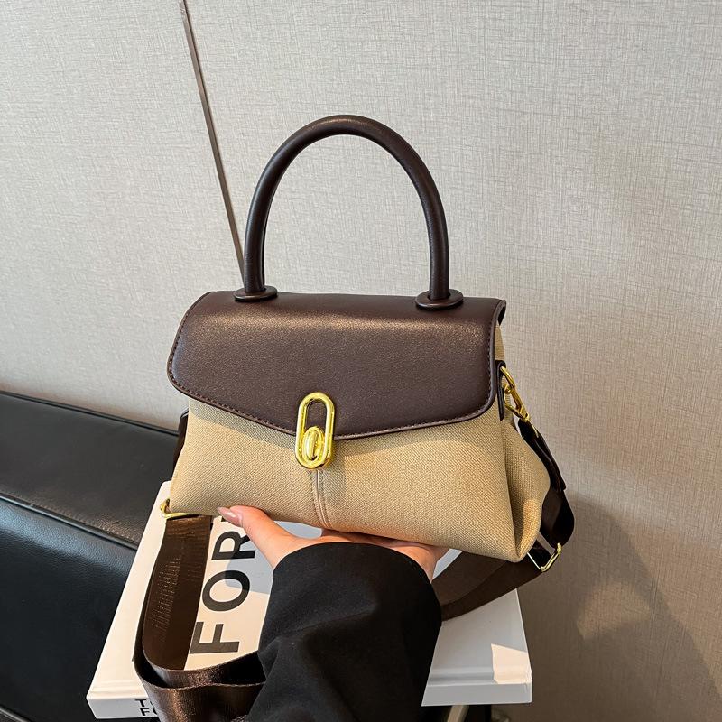

2025 autumn new fashion simple retro niche large-capacity textured shoulder bag Korean contrasting color messenger bag хаки