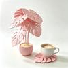 Sottobicchieri Creativi Foglie di Monstera Simulate Sottobicchieri Pianta Monstera Stampati 3D Tappetino da Tavola Antiscivolo Resistente al Calore Decorazione per la Casa