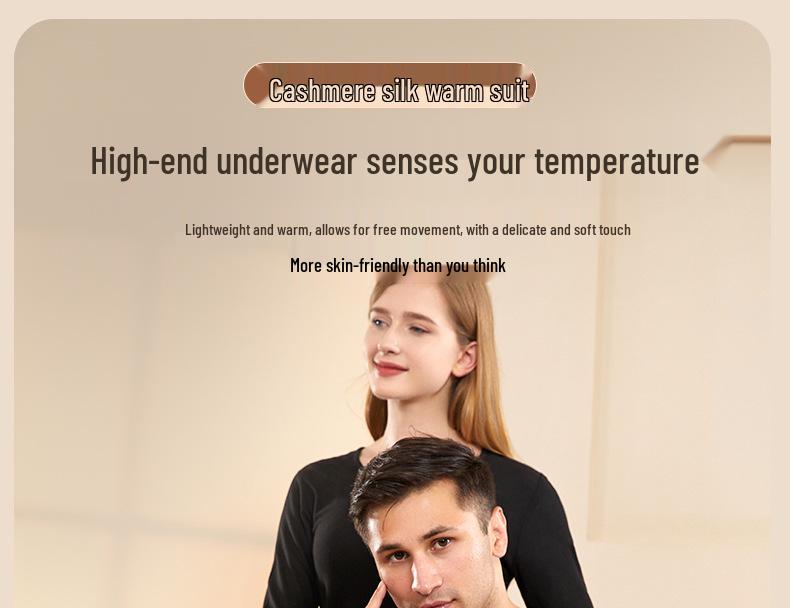 Men's and Women's Plus Velvet Thermal Underwear Set - Cashmere Silk Autumn Winter Base Layer