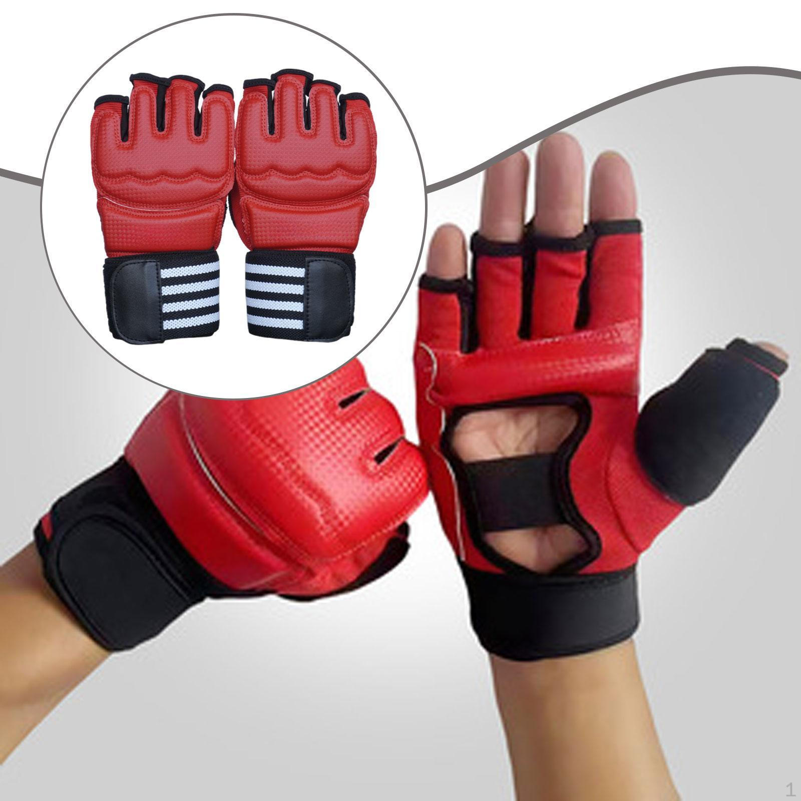 

2 Pieces Boxing Gloves Red Half Finger PU Lightweight Sparring Gear Mitts for Unisex Women Men Adult XXL