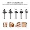 Round Corner Knife 6 Handle 5 Piece Set Tungsten Steel Alloy Woodworking Milling Cutter R Chamfering Trimming Machine Slotting Engraving Machine Blade