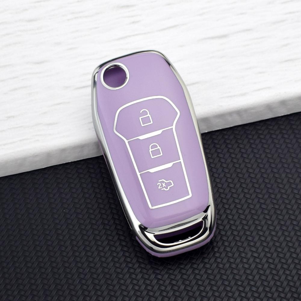 TPU Car Key Fob Case Cover for Ford F-150 F-250 F-350 Ranger Explorer Fiesta KA Mondeo New Silvery Smart Key Protector Key Chain