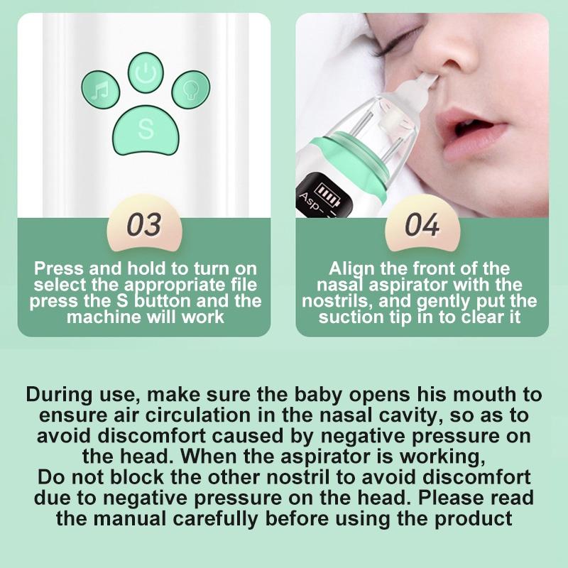 Nasal Aspirator Baby Nasal Aspirator for Babes Music&Light Soothing Function USB Adjustable Nose Sucker Runny Nose Cleaner