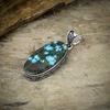 Tibetan Turquoise Gemstone 925 Sterling Silver Jewelry Pendant 2.52" M-43