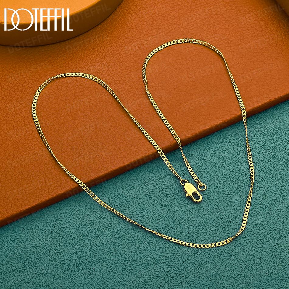 925 Sterling Silver 16-30 Inch Side Chain Gold Necklace Wedding Jewelry