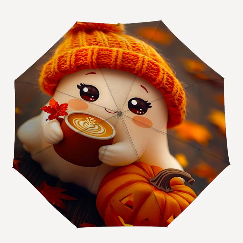 

1pc Ghost Pumpkin Automatic Open/Close Umbrella with Folding feature Compact Travel Umbrella, Lightweight design, for Commuting, Business137