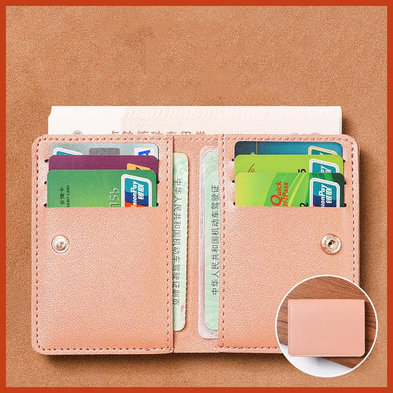 Modische, einfarbige Leder-Geldbörse für Damen, kurze, einfache Damen-Geldbörse mit Knöpfen, ultradünne Kreditkartentasche, Münzgeldbörse