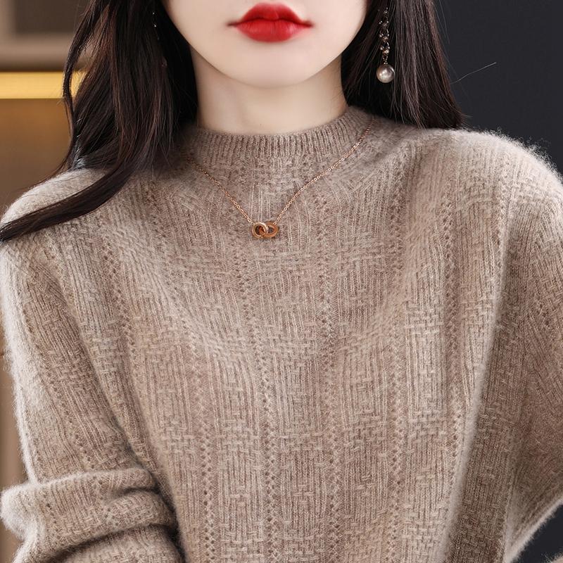Dámský kašmírový svetr Qinghe kašmír 30% kašmír 70% vlna Dámský podzimní a zimní kašmírový svetr měkký a teplý