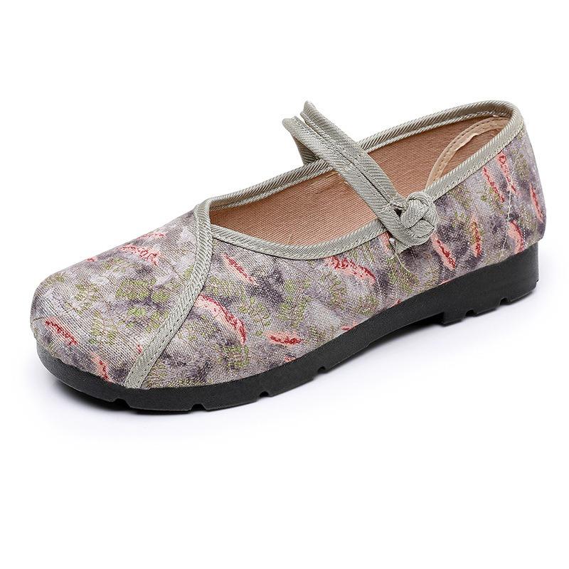 New cloth shoes women's Hanfu shoes soft sole buckle Chinese style flat bottom comfortable non-slip mother shoes