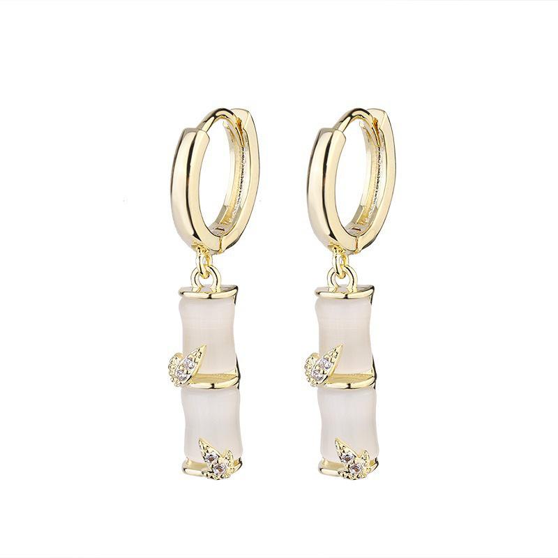 Elegant Bamboo Joint Cat's Eye Earrings: Chic, Versatile Design for Women