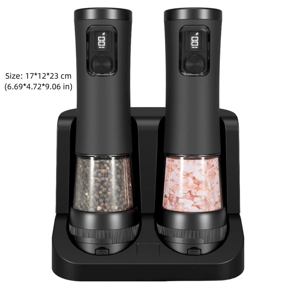 USB Rechargeable Electric Pepper Grinder Large Capacity Black Salt Grinder Set Adjustable Coarseness Precision Grinding