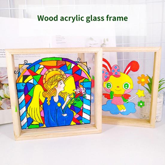 Moldura de foto sem rebarbas Artesanato DIY Acrílico Crianças Pintura Moldura de exibição Decoração de casa