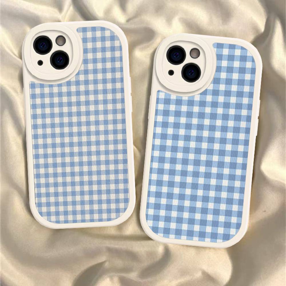 Simple Chic Lattice Pattern Phone Cover For IPhone 11 12 13 14 15 16 Pro Max Mini Plus Soft Leather Case