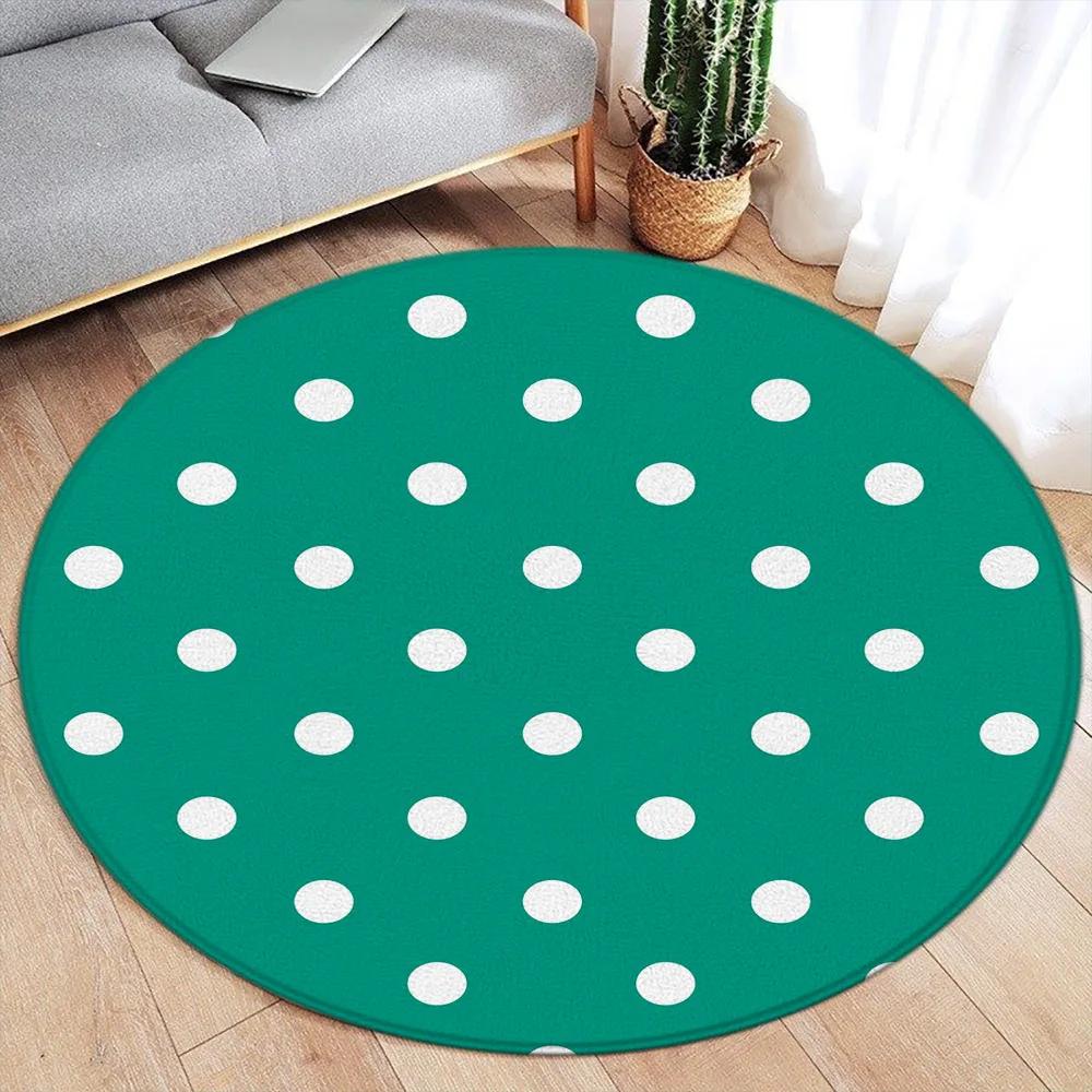 White Dot Black Round Carpet Modern Geometric Minimalist Rug Home Living Room Bedroom Decorative Flannel Mats Floor Rugs
