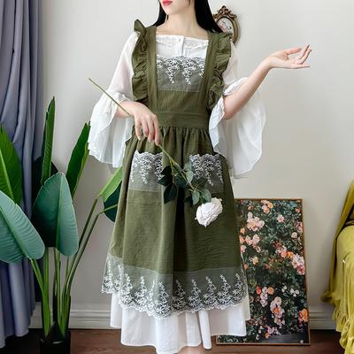 Kadın Kadın Önlük Pamuk Keten Önlükler Elbise Bahçe Kafe Mutfak Yemek Çiçekçi Saray Stili Vintage Moda Elbise Önlük