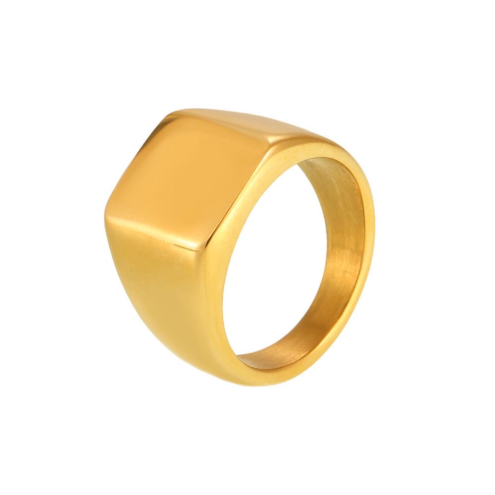 European Minimalist Ferris Wheel Titanium Steel Ring with PVD Electroplated 18K Gold Finish – Unisex, In Stock