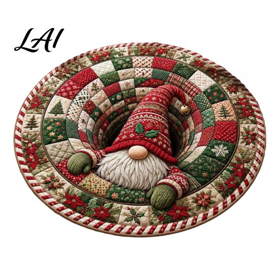 Living Room Holiday Carpet Christmas 3D Rug Illusion Area Round Decorative Optical Floor Mat Festive for Indoor Home Decoration Winter Seasonal Rug