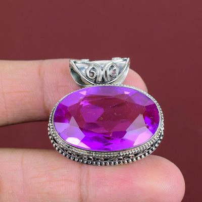 Faceted Pink Tourmaline Pendant Natural Gemstone Jewelry 925 Sterling Silver Pendant Handmade Pendant Gifts For Him Vintage Designer Jewelry