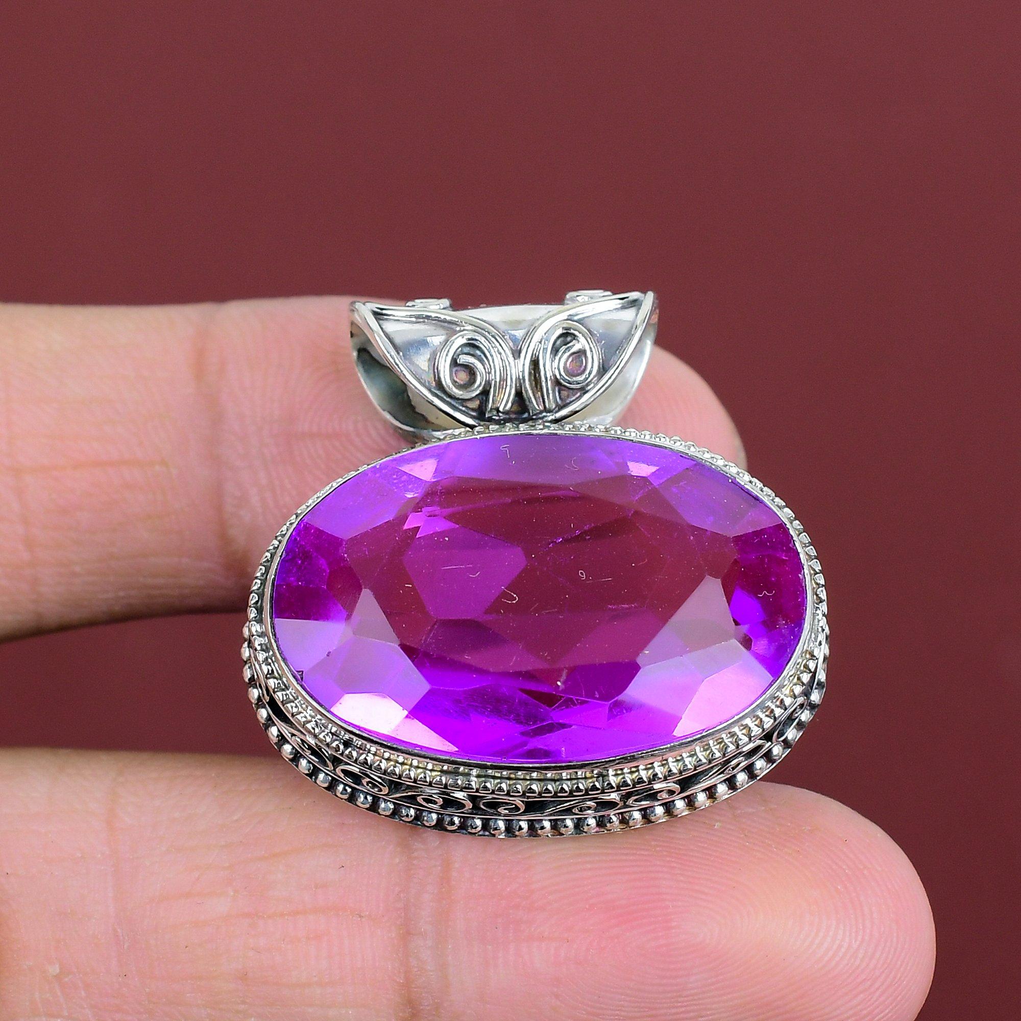 Faceted Pink Tourmaline Pendant Natural Gemstone Jewelry 925 Sterling Silver Pendant Handmade Pendant Gifts For Him Vintage Designer Jewelry