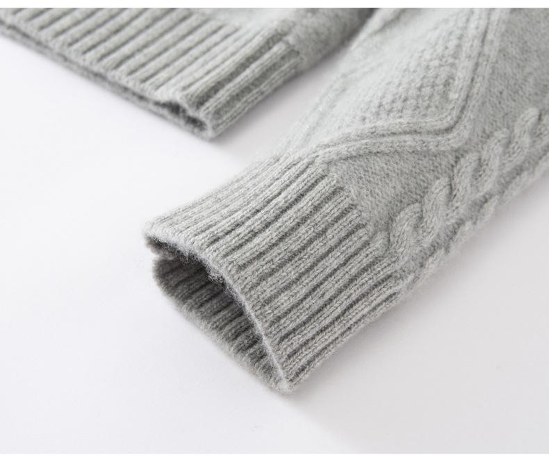 Autumn/Winter 2026 Women's Thickened Diamond Cashmere Sweater: Five-Needle, Three-Strand, Half-High Collar Versatile Base Layer.