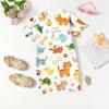 Girls Animal Print Dress Kids Loose Fit Short Sleeve Round Neck Lightweight Casual Dress for Children Summer Wear