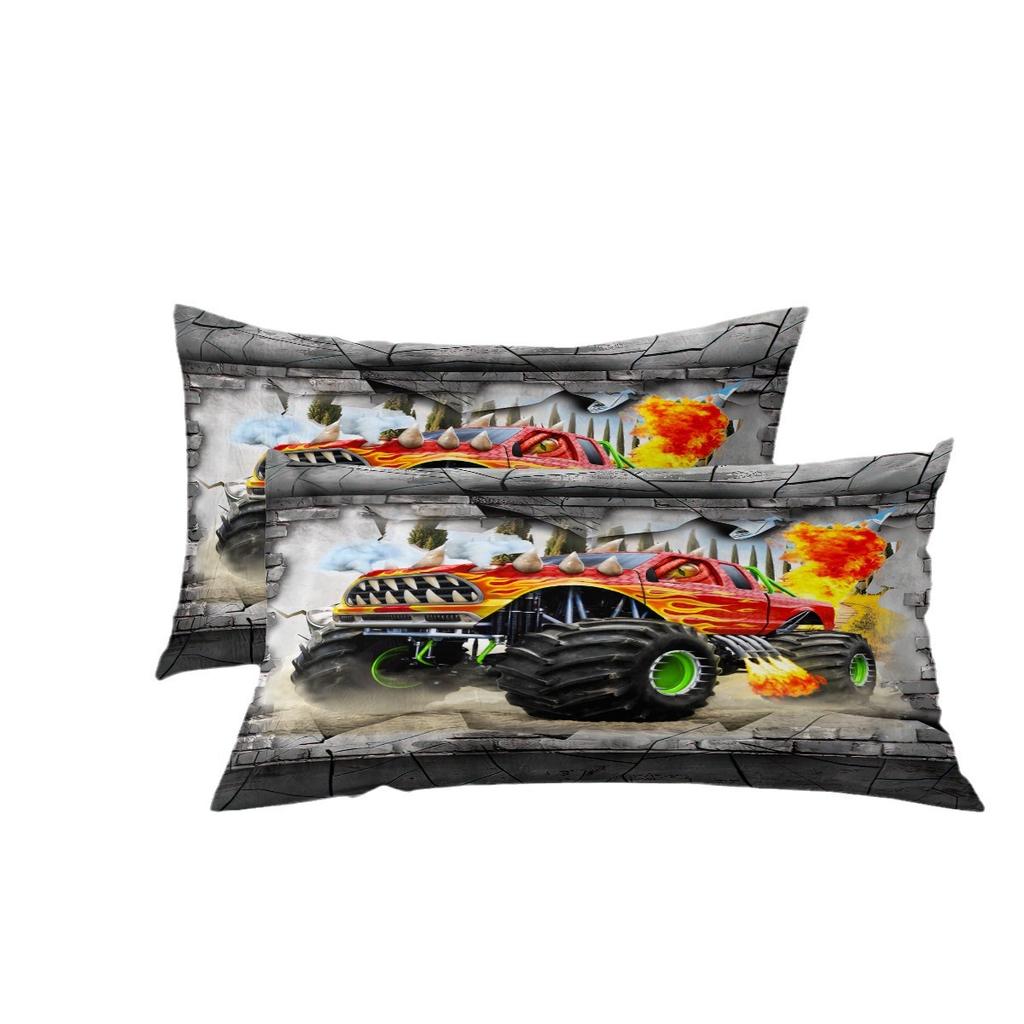 Pickup Truck Racing Game Flame Car Fat Quilt Bedding 3-piece 3d Quilt Cover Set