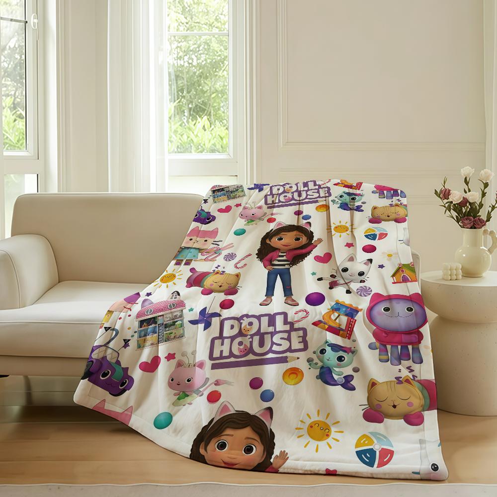 Cartoon G Gabby's Dollhouse Blanket For Sofa Office Bed Plane Travel Sleep Read Relax Camping Soft And Warm