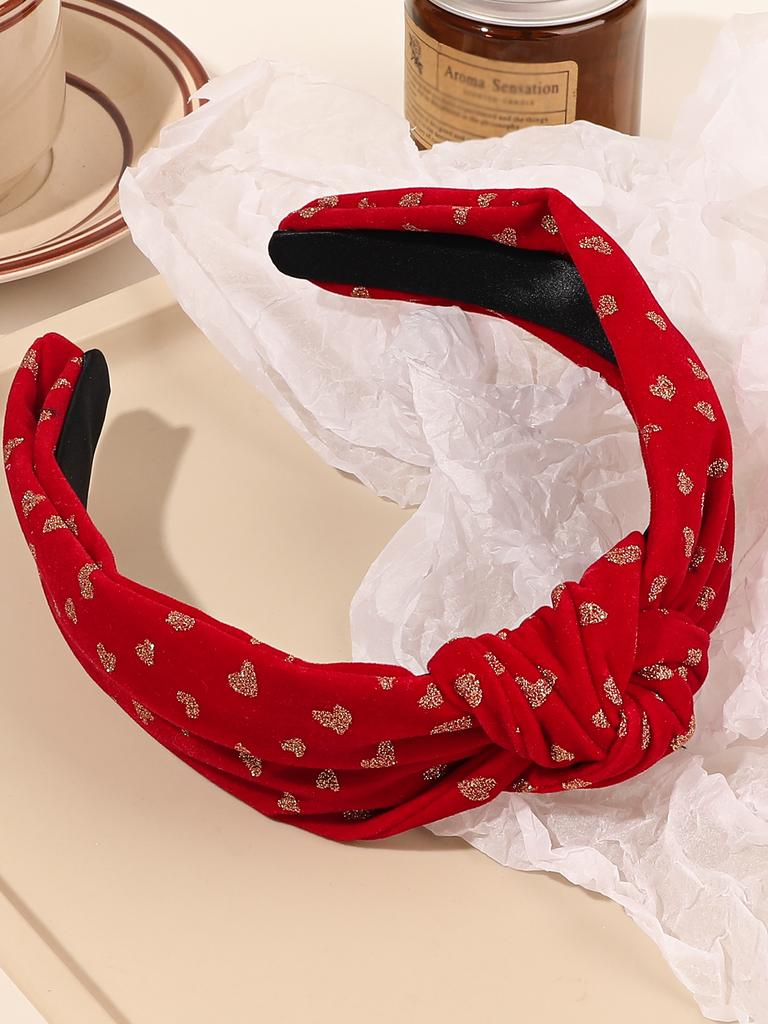 Valentine's Day Headband Red Heart Shape Headbands for Women Girls Non Slip Wide Hair Hoop for Valentine Party Gifts