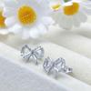 S925 Sterling Silver Diamond Bow Earrings for Women - Luxurious, High-End Design