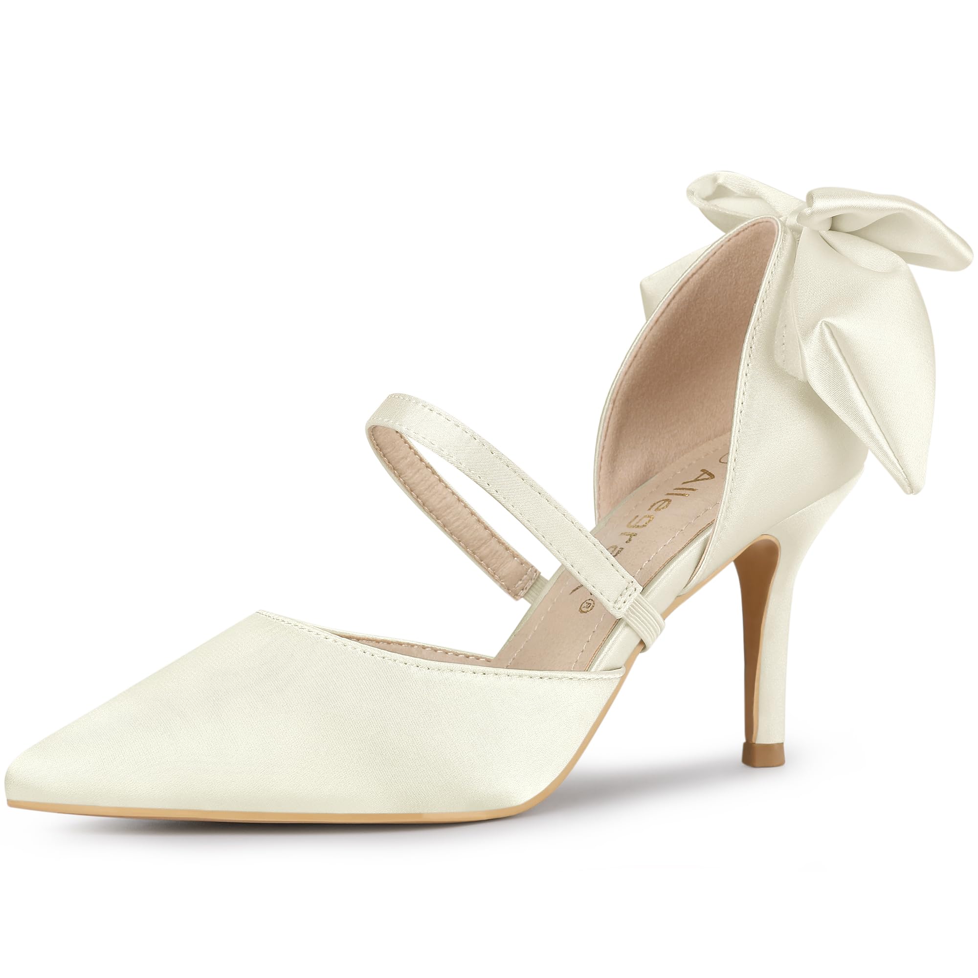 

Allegra K Women s Bow-Decorated Pointed-Toe Stiletto Heel Pumps, White, Size 26.0 cm