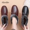 Fashion Comfortable Short Plush Lined Wedge Women's Boots Winter Anti-Slip Soft Sole Round Toe Casual Shoes for Women Warm Mom Shoes