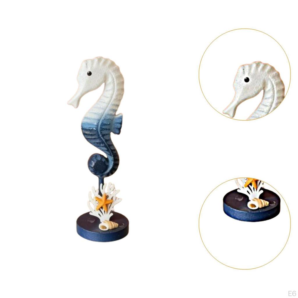 Sea Horse Figurine Seahorse Statue Beach Decoration Wooden for Cafe Hotel Home