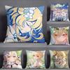 Genshin Impact Lumine Pillow Case Square DoubleSided Printing Sofa Cushion Cover Pillowcase Bedroom Bedside